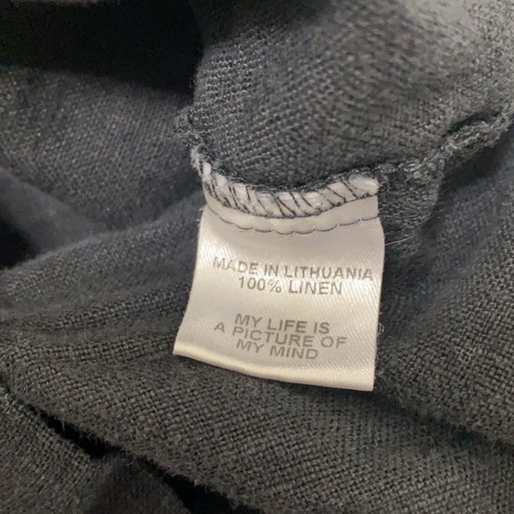 FLAX Black 100% Linen Wide Leg Lagenlook pull on Pants - Picture 5 of 8